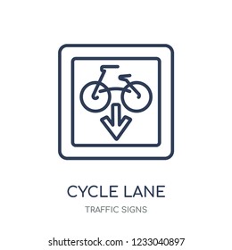 Cycle lane sign icon. Cycle lane sign linear symbol design from Traffic signs collection. Simple outline element vector illustration on white background