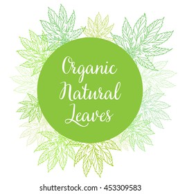 cycle leaves background, summer with line leaves, vector illustration engrave leaves