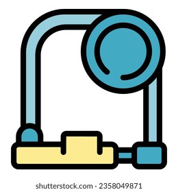 Vector de contorno de icono de bloqueo de ciclo. Viajes seguros. Color de la clave deportiva