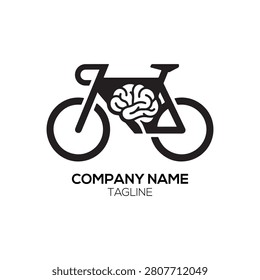 Cycle Mind Agency logo. This minimalist design showcases a sleek bicycle frame containing a brain illustration, emphasizing the synergy between exercise and cognitive health, perfect for health-focused startups, cycling enthusiasts, or wellness consultancy firms aiming to project an active, intelligent, and balanced professional image to their target audience.