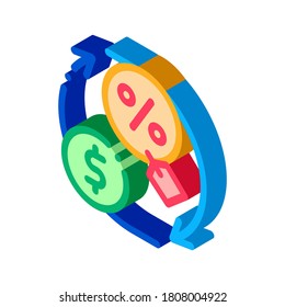cycle of money and interest icon vector. isometric cycle of money and interest sign. color isolated symbol illustration