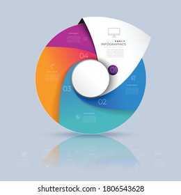 Cycle and Partition color gradient chart origami paper color info-graphic template for diagram presentation chart and business concept with element options on  Background