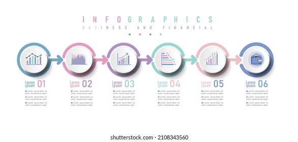 partición de ciclo Color gráfico Pastel origami color de papel plantilla infográfica para diagrama de presentación y concepto de negocio con 4 ó 6 opciones de elemento