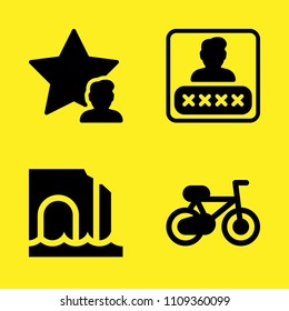 cycle, password, star and sea cave vector icon set. Sample icons set for web and graphic design