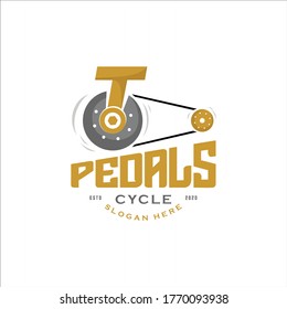 Cycle pedals logo vector. Editable file for bicycle seller agent, spare part supplier, fix or service man, print shirt of community activity. Apply to brand of website, traditional modern garage shop