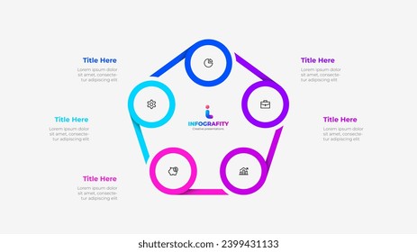 Cycle pentagon diagram with 5 options or steps. Slide for business infographic presentation