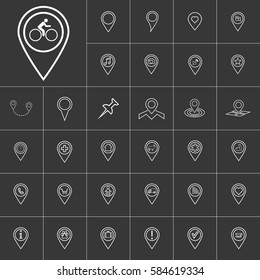 cycle pin. map pin icon set  for web and mobile application