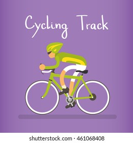 Cycle Racing Athlete Sport Competition Flat Vector Illustration