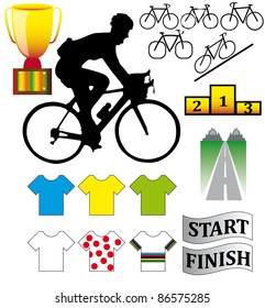 Cycle racing bikes, shirts and other illustrations