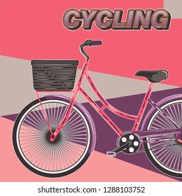 Cycle racing sport poster design. Vector flat illustration - Vector