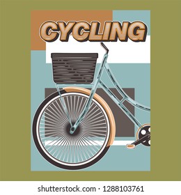 Cycle racing sport poster design. Vector flat illustration - Vector