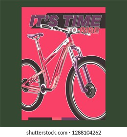 Cycle racing sport poster design. Vector flat illustration - Vector