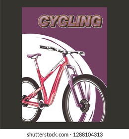 Cycle racing sport poster design. Vector flat illustration - Vector
