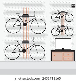 Cycle Rack Installation in Apartment, cycle, wall cycle rack, tv, furniture, apartment room, interior 