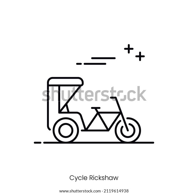 cycle rickshaw icon. Outline style icon design\
isolated on white\
background