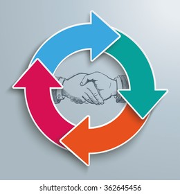 Cycle ring with handdrawn handshake on the gray background. Eps 10 vector file.