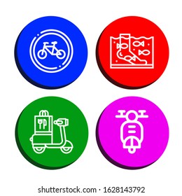 cycle simple icons set. Contains such icons as Bikes, Fish therapy, Scooter, can be used for web, mobile and logo