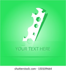 Cycle spanner. Paper sticker as bookmark. Vector illustration. Eps10.