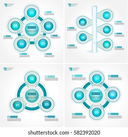 Cycle target process step diagrams collection. Infographic vector template for business, finance, analytics reports, plans, presentation. 