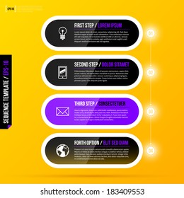 Cycle template with 4 steps on bright yellow background. EPS10