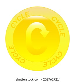 Cycle Token gold cryptocurrency coin. A promising illustration. 