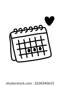 Calendário do rastreador de ciclos, ilustração de vetor simples