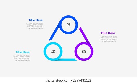 Cycle triangle diagram with 3 options or steps. Slide for business infographic presentation