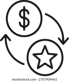 Symbol "Wertzyklus und Geldwechsel" - Loop-Symbol für finanzielle Belohnung für Wirtschaft, Unternehmen und Anreize