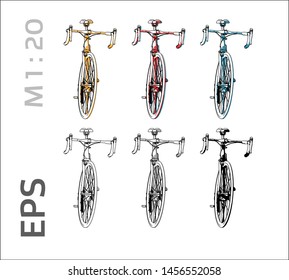 cycle vector icons set for architectural drawing and illustration. road bike vector