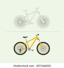 Cycle Vehicle Vector Design Illustration. Education Coloring book pages for kids.