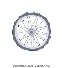 dibujo animado de la bici de la rueda del ciclo. radio del neumático, paseo lateral, signo gráfico de la bici de la rueda del ciclo. símbolo aislado Ilustración vectorial