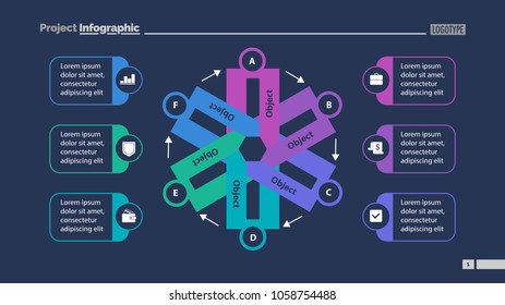 Cycled chart slide template design. Element of chart, diagram, infographic. Concept for presentation, annual report, web design. Can be used for topics like business, management, strategy