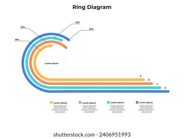Cyclic chart with 4 colorful
elements. Concept of four steps infographic. Modern infographic design template. Realistic vector illustration for business presentation.