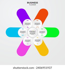 Cyclic chart with 6 colorful
elements. Concept of six steps infographic. Modern infographic design template. Realistic vector illustration for business presentation.