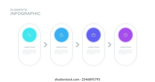 Cyclic choice template for business success presentation infographics chart design. Business analytics info card with icons. 4 Step Educational Graphics