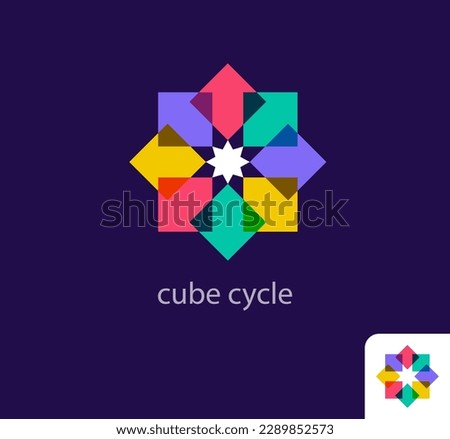 Cyclic cube logo. Unique colors. Creative cube shape logo template. vector