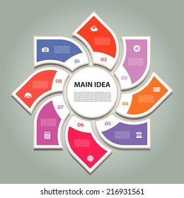 Cyclic diagram with eight steps and icons. eps 10