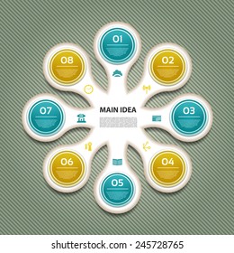 Cyclic Diagram With Eight Steps And Icons. Eps 10