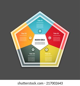 Cyclic diagram with five steps and icons. Infographic vector background. eps 10