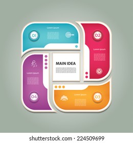 Cyclic diagram with four steps and icons. eps 10
