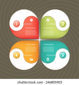 Cyclic diagram with four steps and icons. eps 10