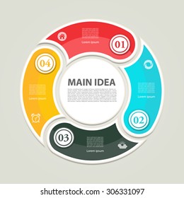 Cyclic diagram with four steps and icons. eps 10