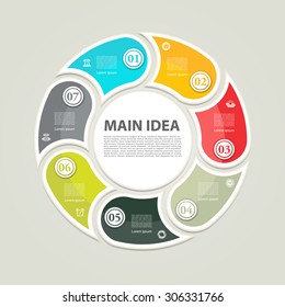 Cyclic diagram with seven steps and icons. eps 10
