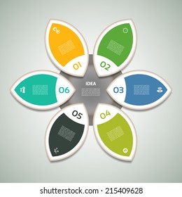 Cyclic diagram with six steps and icons. eps 10