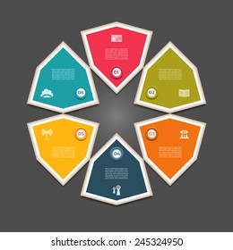 Cyclic diagram with six steps and icons. eps 10