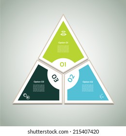 Cyclic diagram with three steps and icons. eps 10