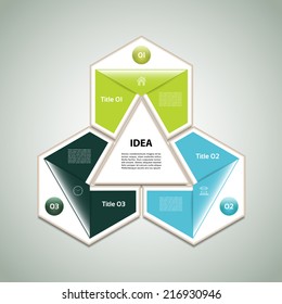 Cyclic diagram with three steps and icons. eps 10
