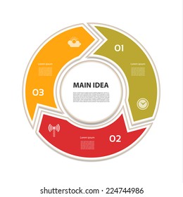 Cyclic Diagram With Three Steps And Icons. Eps 10