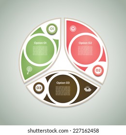 Cyclic diagram with three steps and icons. eps 10