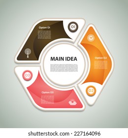 Cyclic Diagram With Three Steps And Icons. Eps 10